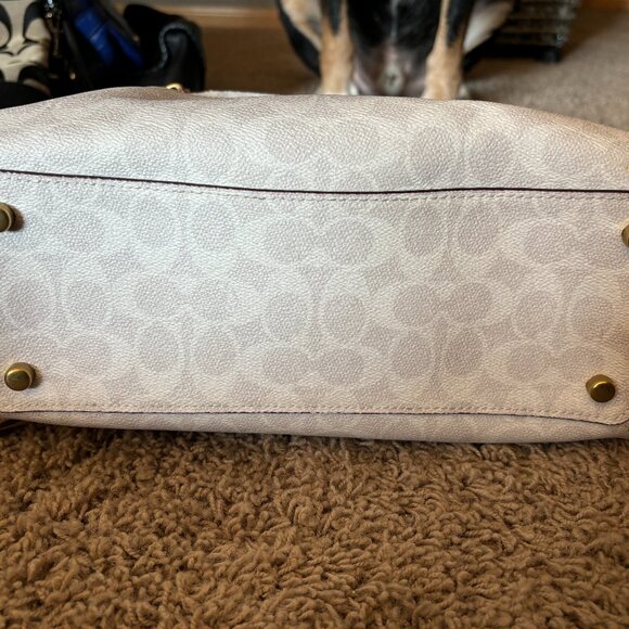 Coach Shay Shoulder Bag Signature Canvas Strap Purse White Chalk Handbag - Picture 4 of 9